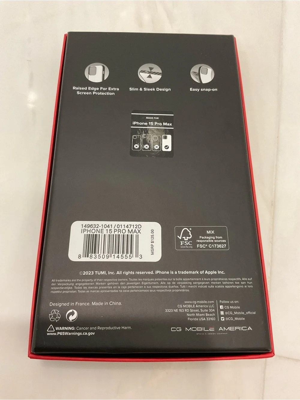 NIB Tumi 19 Degree POLYCARBONATE Apple iPhone 15 Pro MAX Phone Case - BLACK